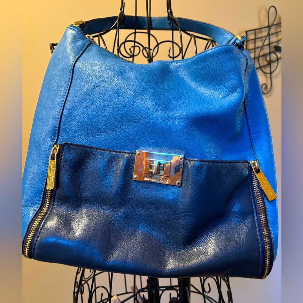 Vintage leather Michael Kors shoulder bag in two-tone blue